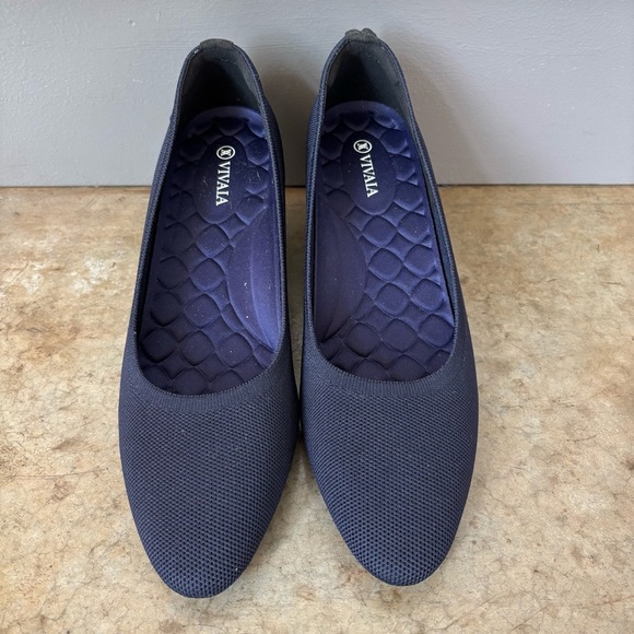 Vivaia Navy Blue Wedge Heels Size 43/11.5 - Picture 1 of 10